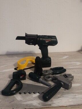 POWERED drill tool set boy repairs tool kit with rotating and  interchangeable